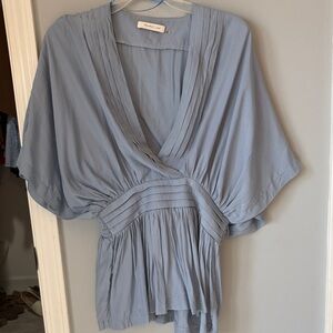Mustard seed Soft Blue Pleated Blouse